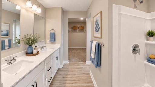 Primary Ensuite Bath - Staged Photo.