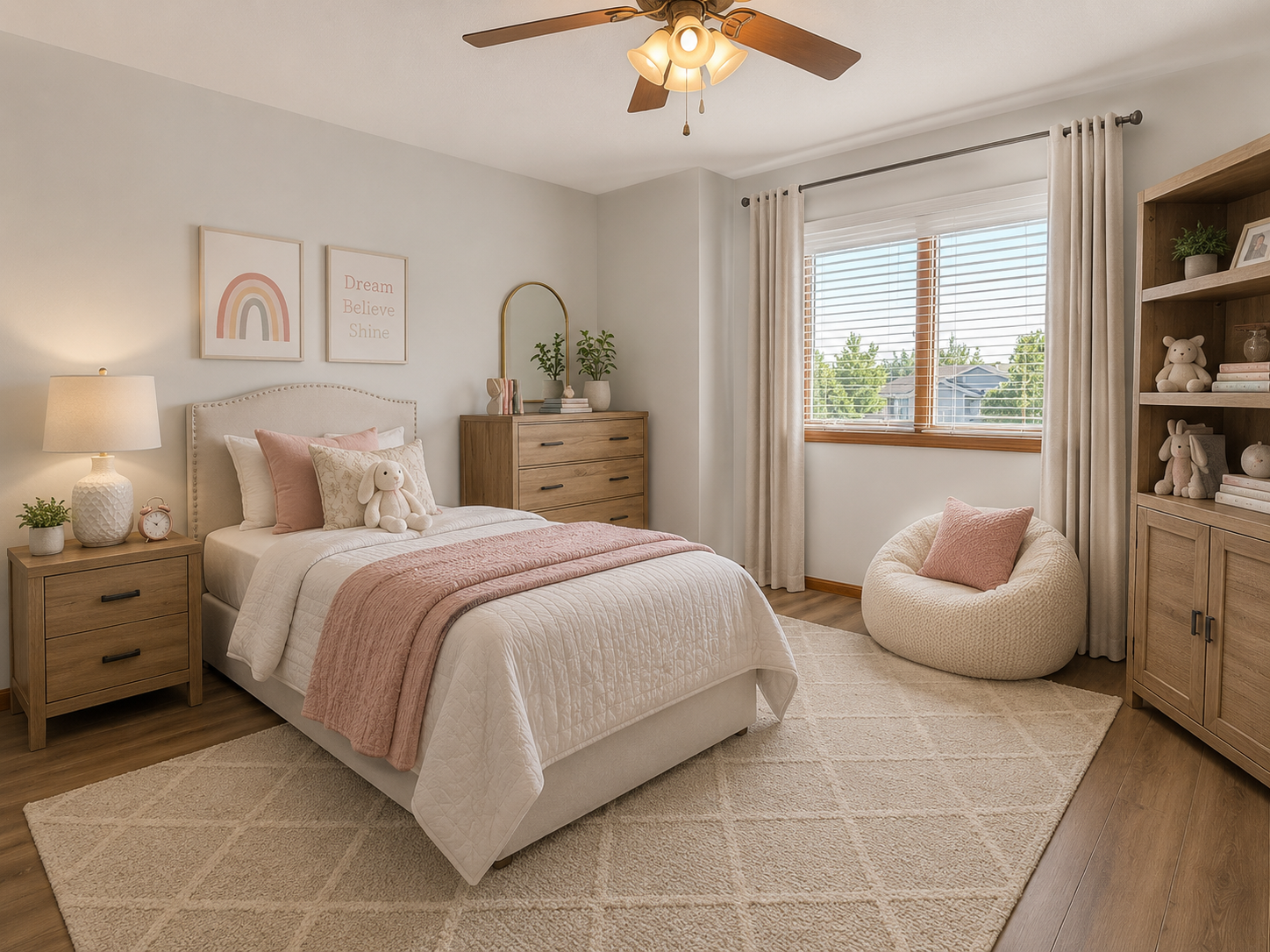 virtually staged upstairs kids bdrm