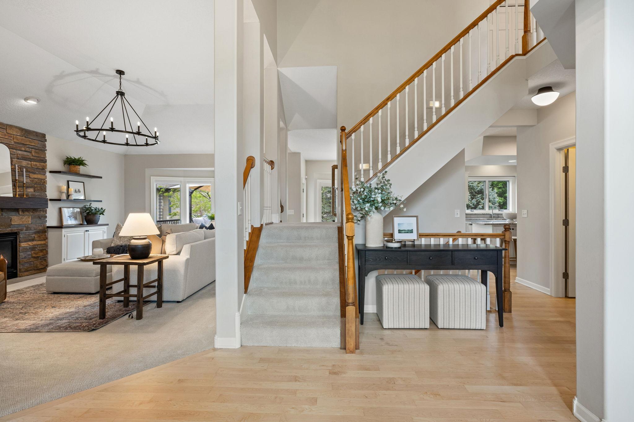 Split staircase for convenience and flow