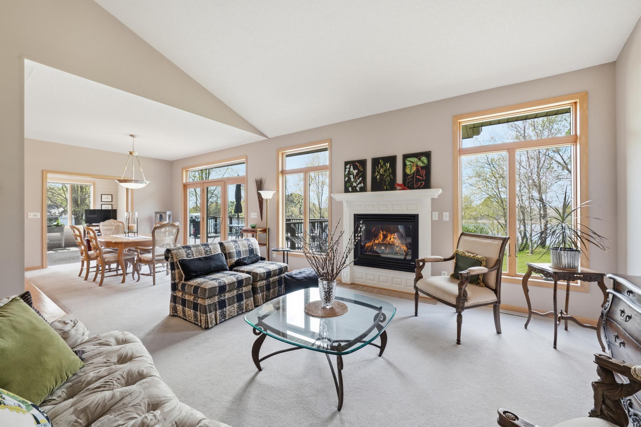 Vaulted Living Room with Fireplace