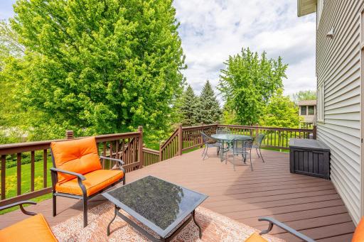 Overlook the stunning backyard from the deck!
