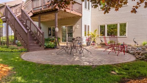 Large stone patio from which to enjoy the gardens!