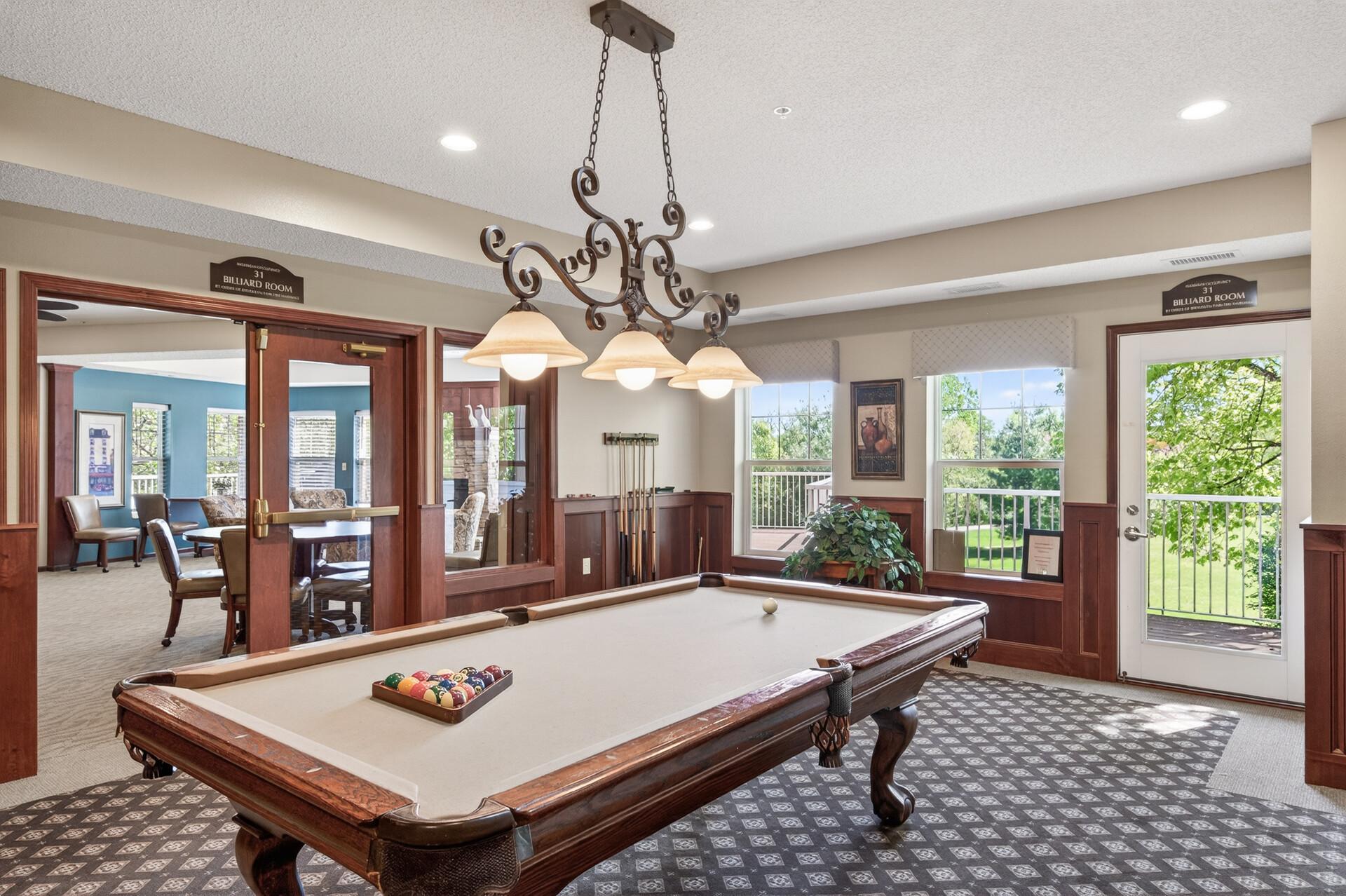 Billiard Room on the main floor.