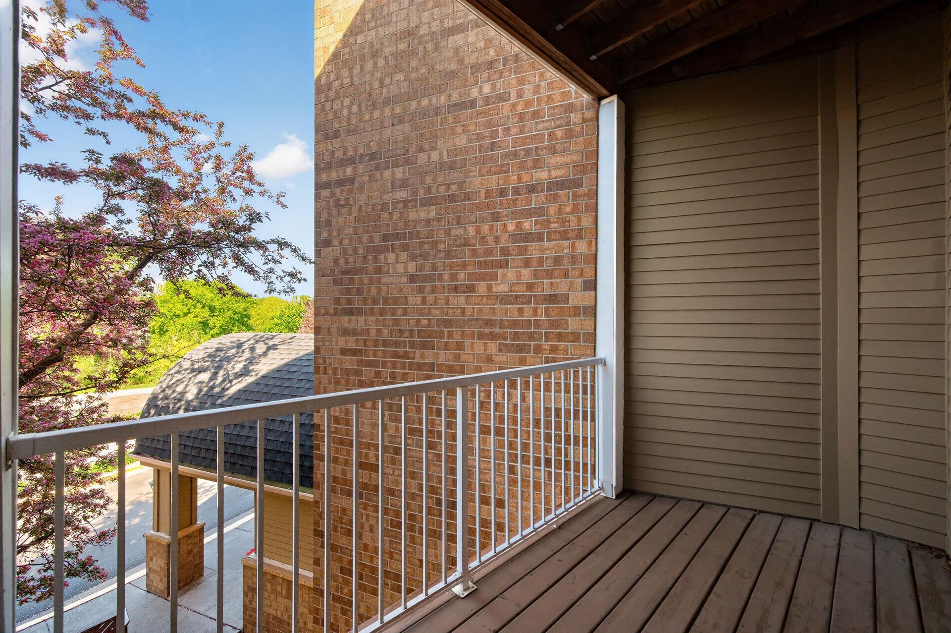 Balcony overlooking front of the building.