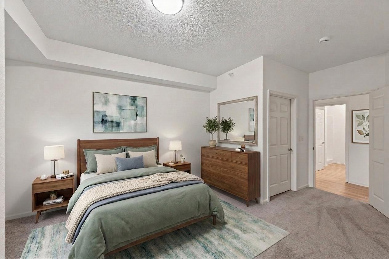 Virtually staged bedroom.