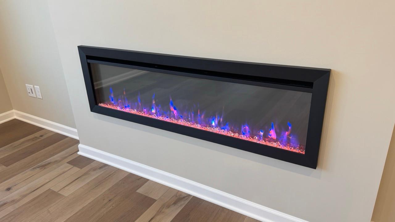 Multi Functional Electric Fireplace, choose the flame height, rock and flame color, can be for ambience or actual heat