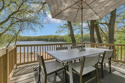 Deck for outdoor dining off the main level living room