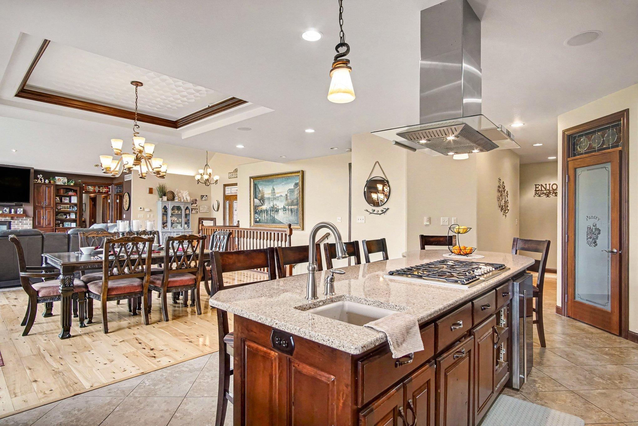 Center island with Cambria countertops