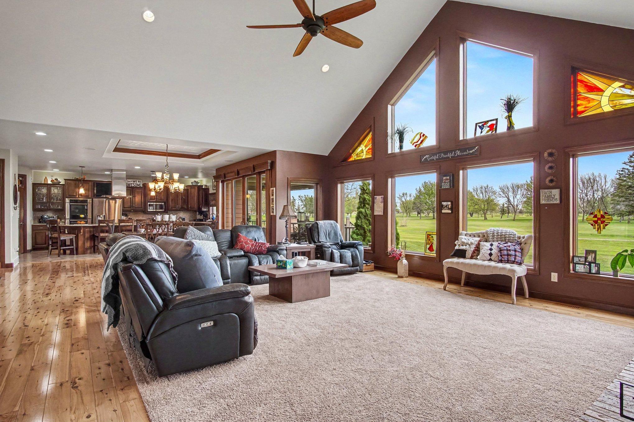 Carpeted living room, `