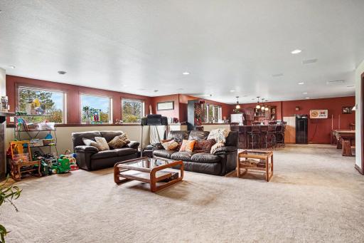 Spacious finished family room and rec room.