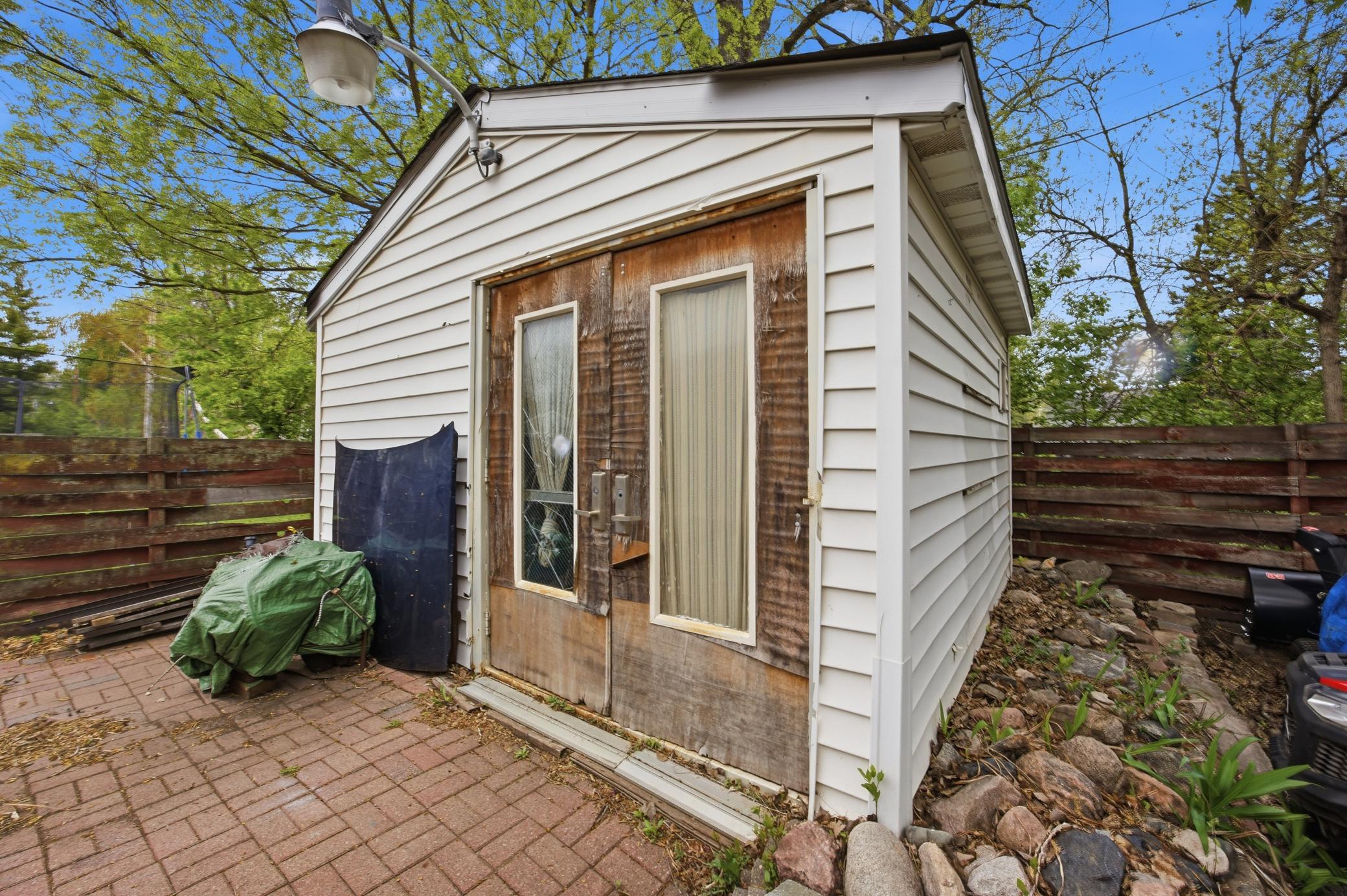 Old shed with hardwood floors