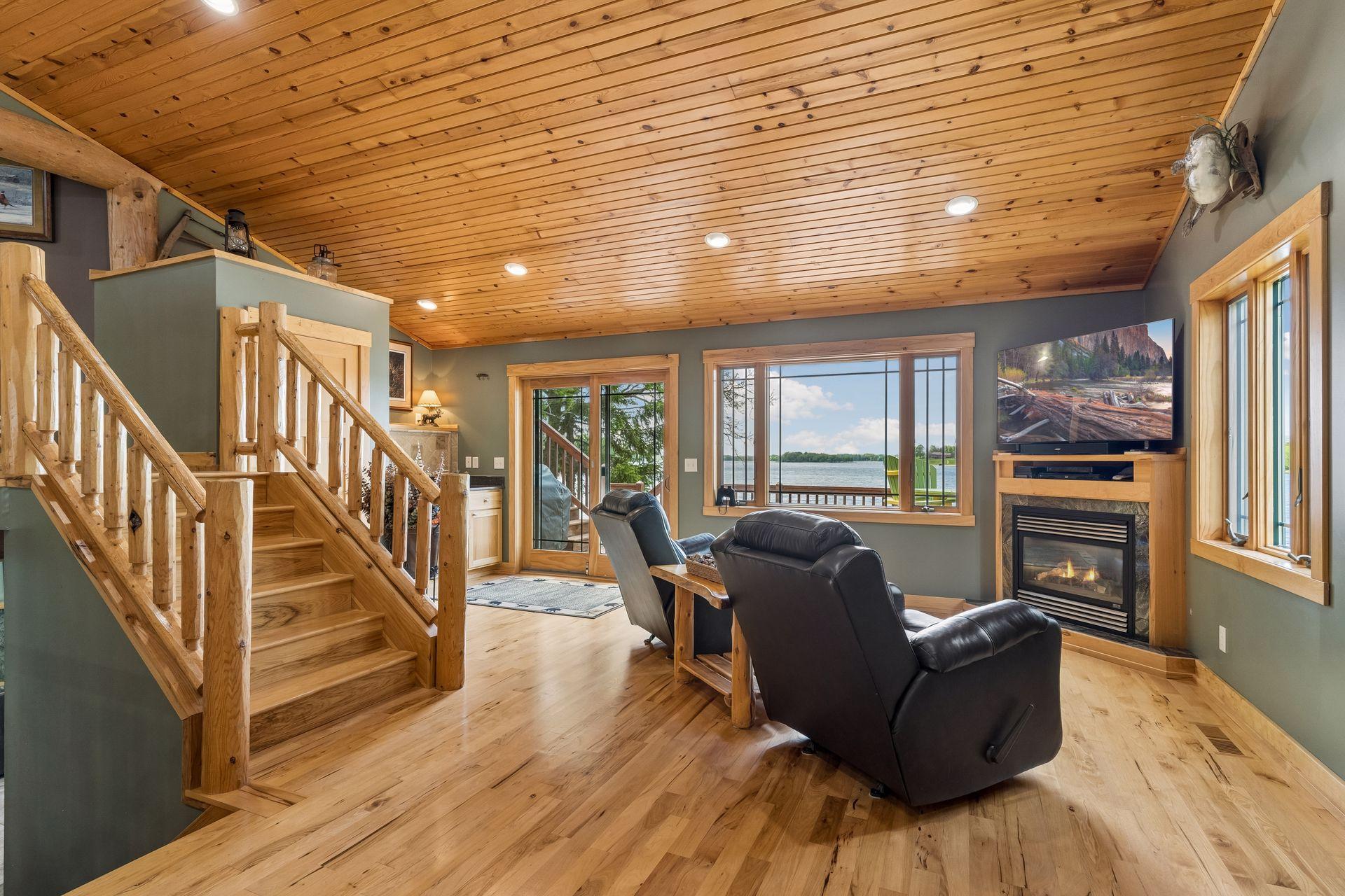 Enjoy the Lake Views Around the Gas Fireplace