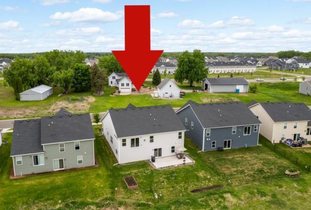 Aerial view of the back of the home.