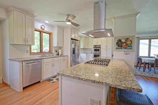 Gas cooktop with stainless steel hood vent