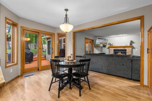 Dining nook walks out to fabulous deck retreat.
