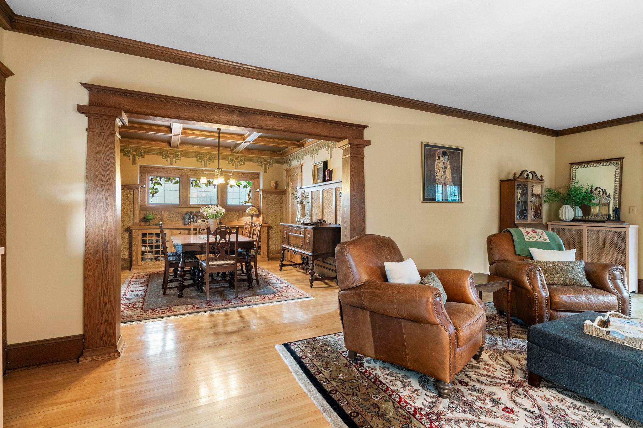All of the oak woodwork has been painstakingly restored over the years. As well has the solid maple wood floors.