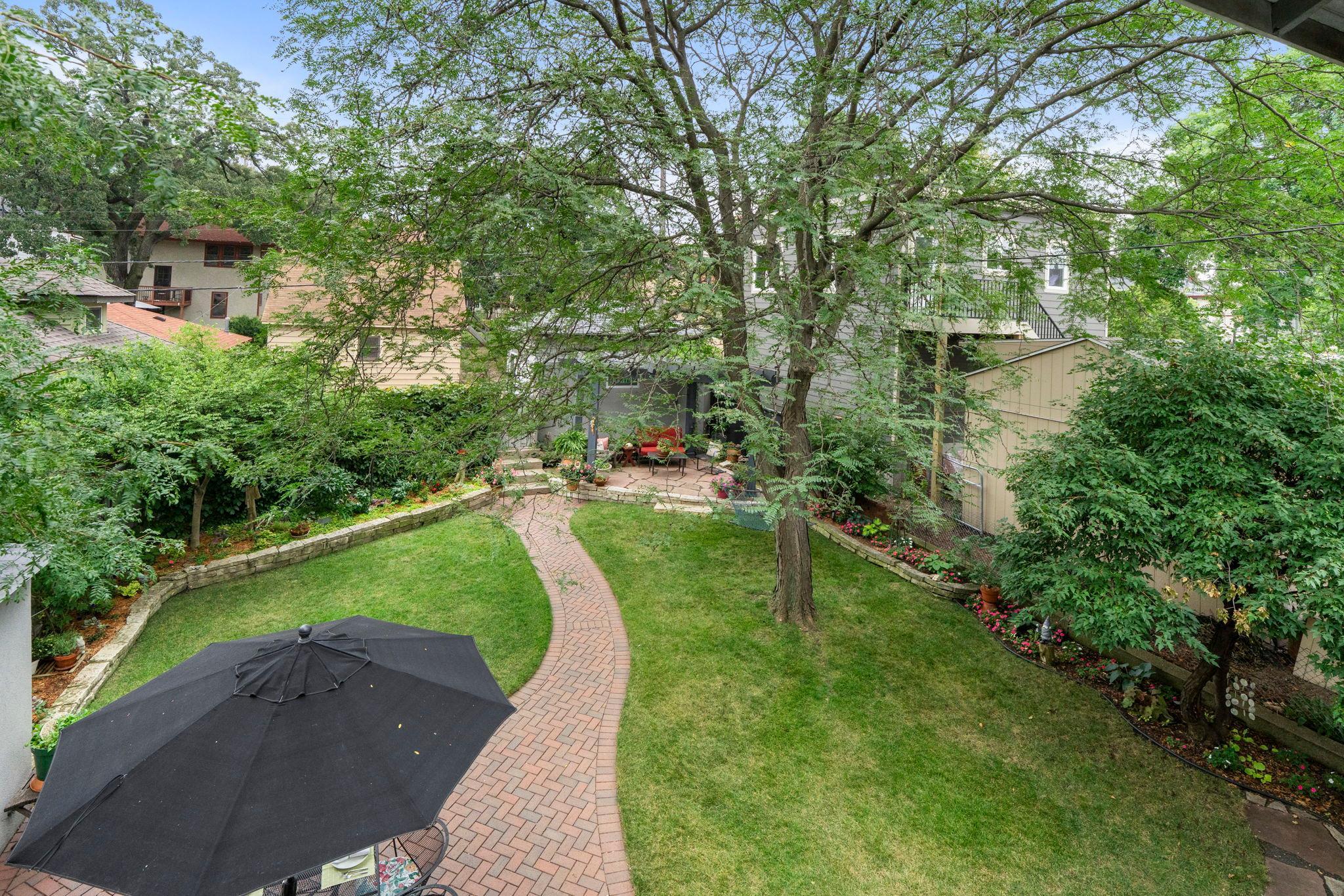 Aerial view of backyard