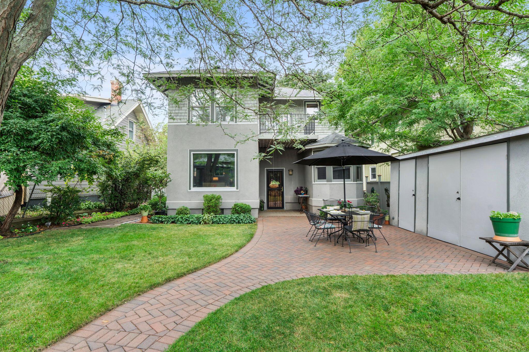 A large private backyard creates the perfect space to entertain family and friends.