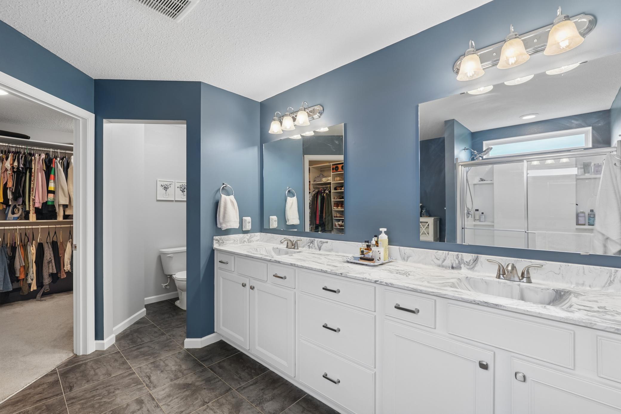 Reverse view of private primary bathroom