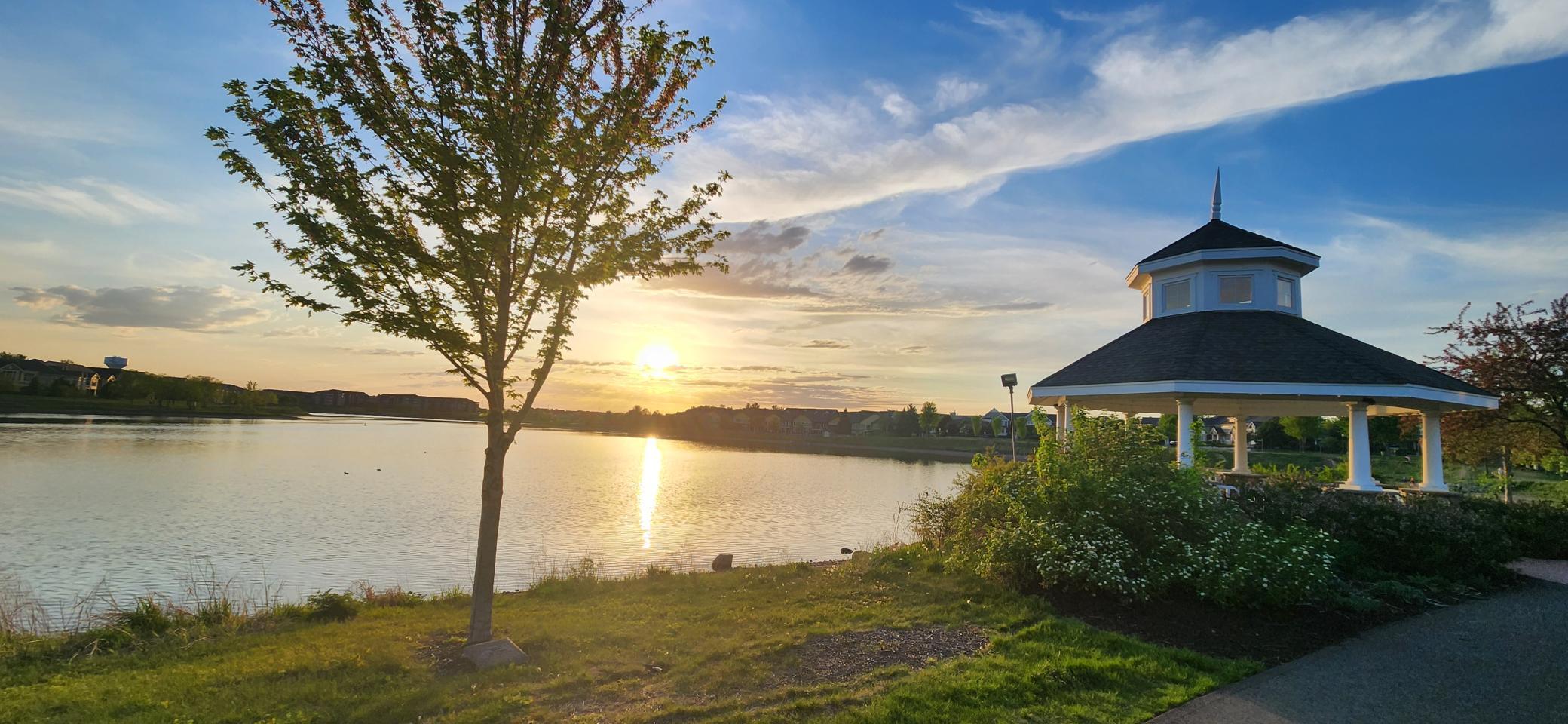 Beautiful views during the golden hour at the Gazebo which is located on the East end of the lake.
