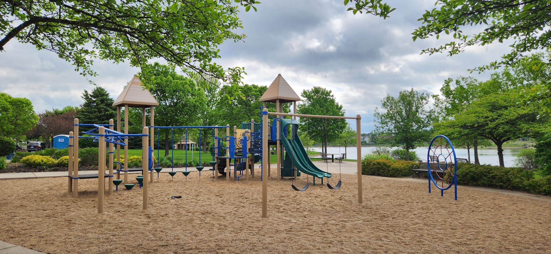 Let the kids burn off some energy at one of the two playgrounds