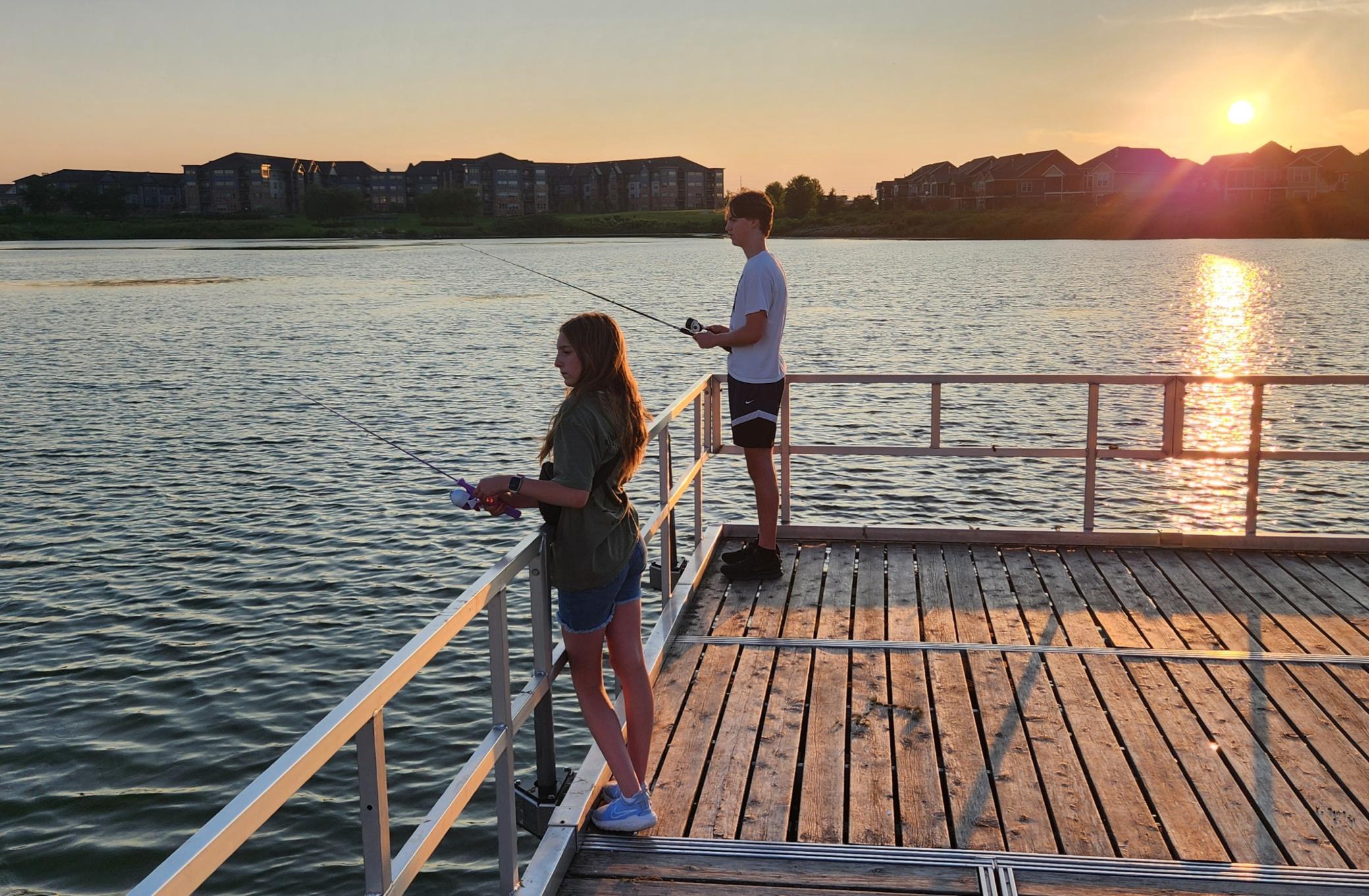 Extended fishing dock allows you to go fishing on a beautiful Summer evening.