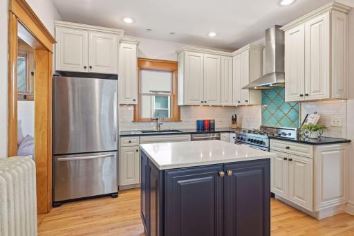 Beautifully updated kitchen with large center island