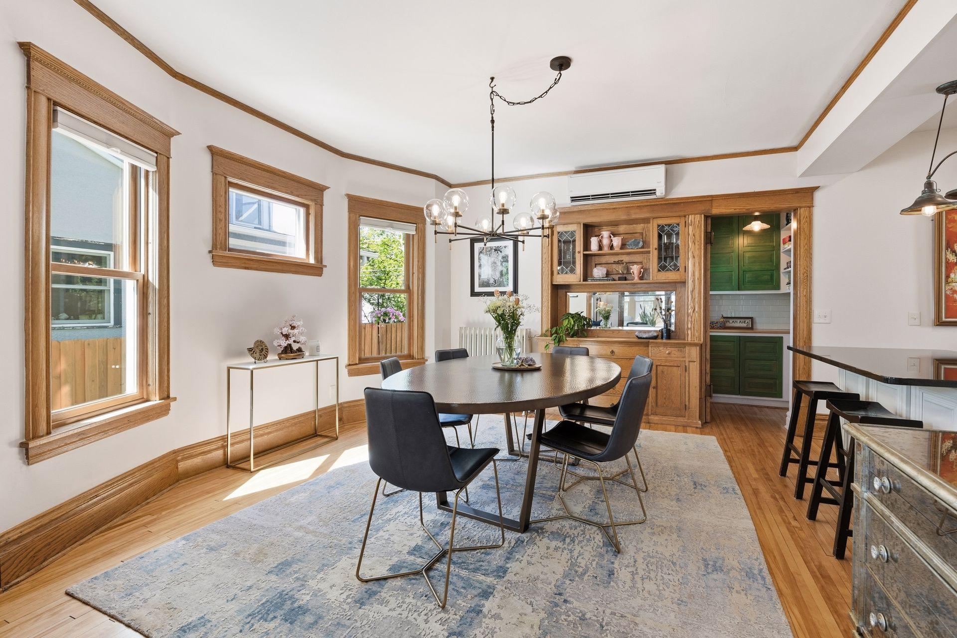 Oversized formal dining room with original built-in buffet