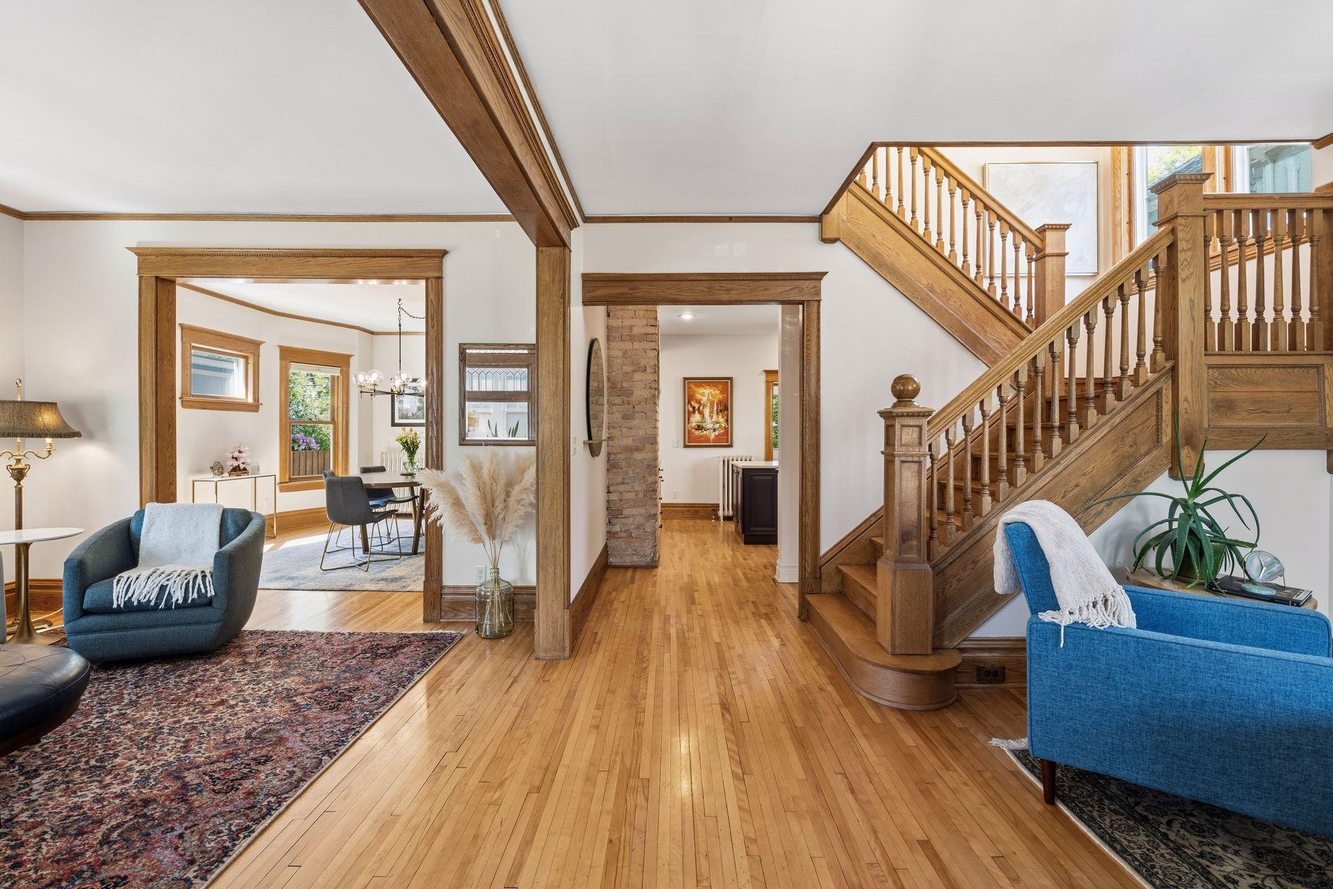 Gleaming hardwood floors and millwork