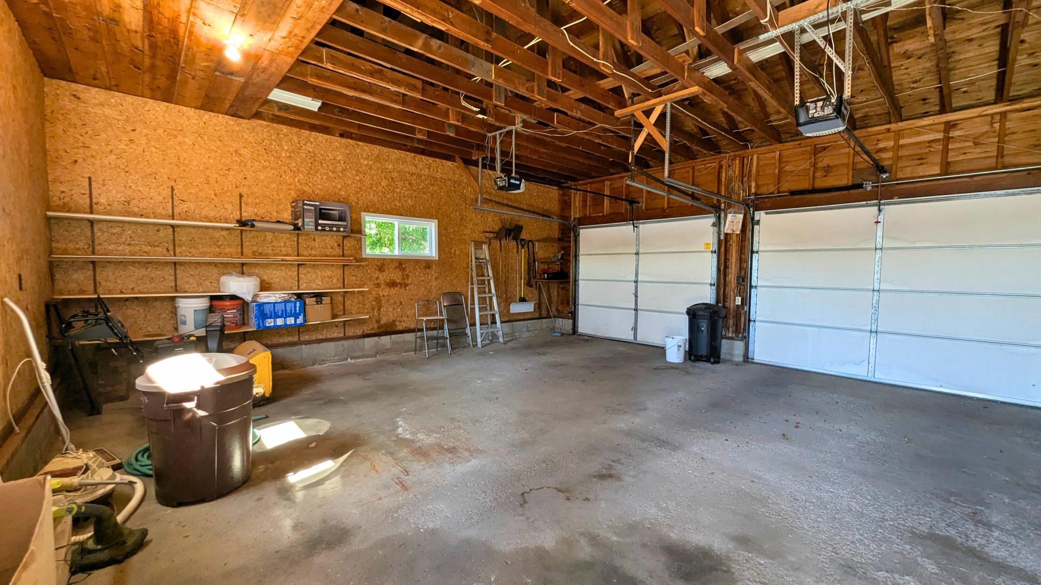 The attached garage is oversized