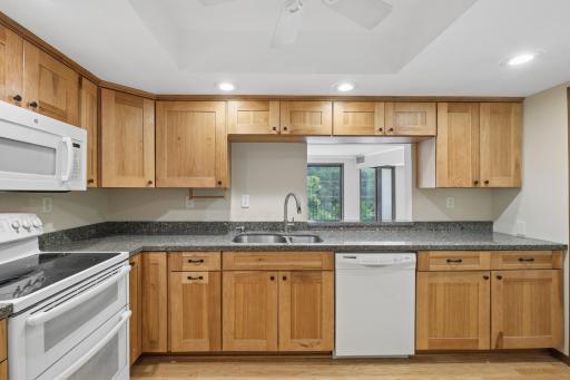 Pass through window, allows bright light in kitchen