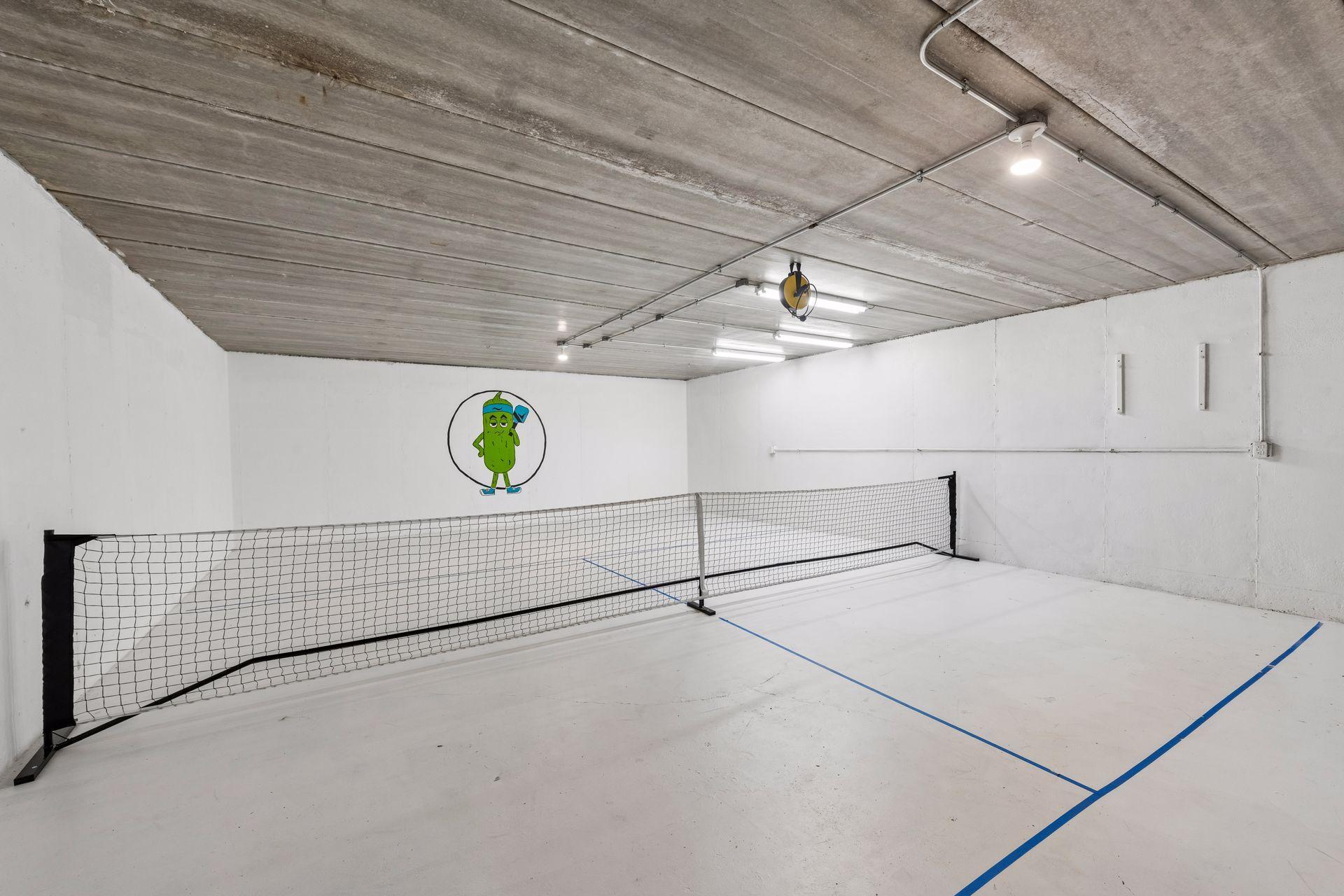 Lower-level sport court only adds to the fun- also makes a great puck shooting room.