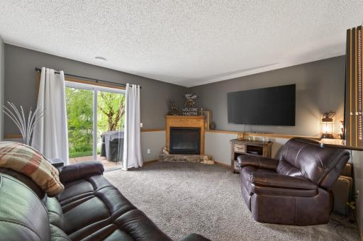 Family room on lower level with a walkout to patio.