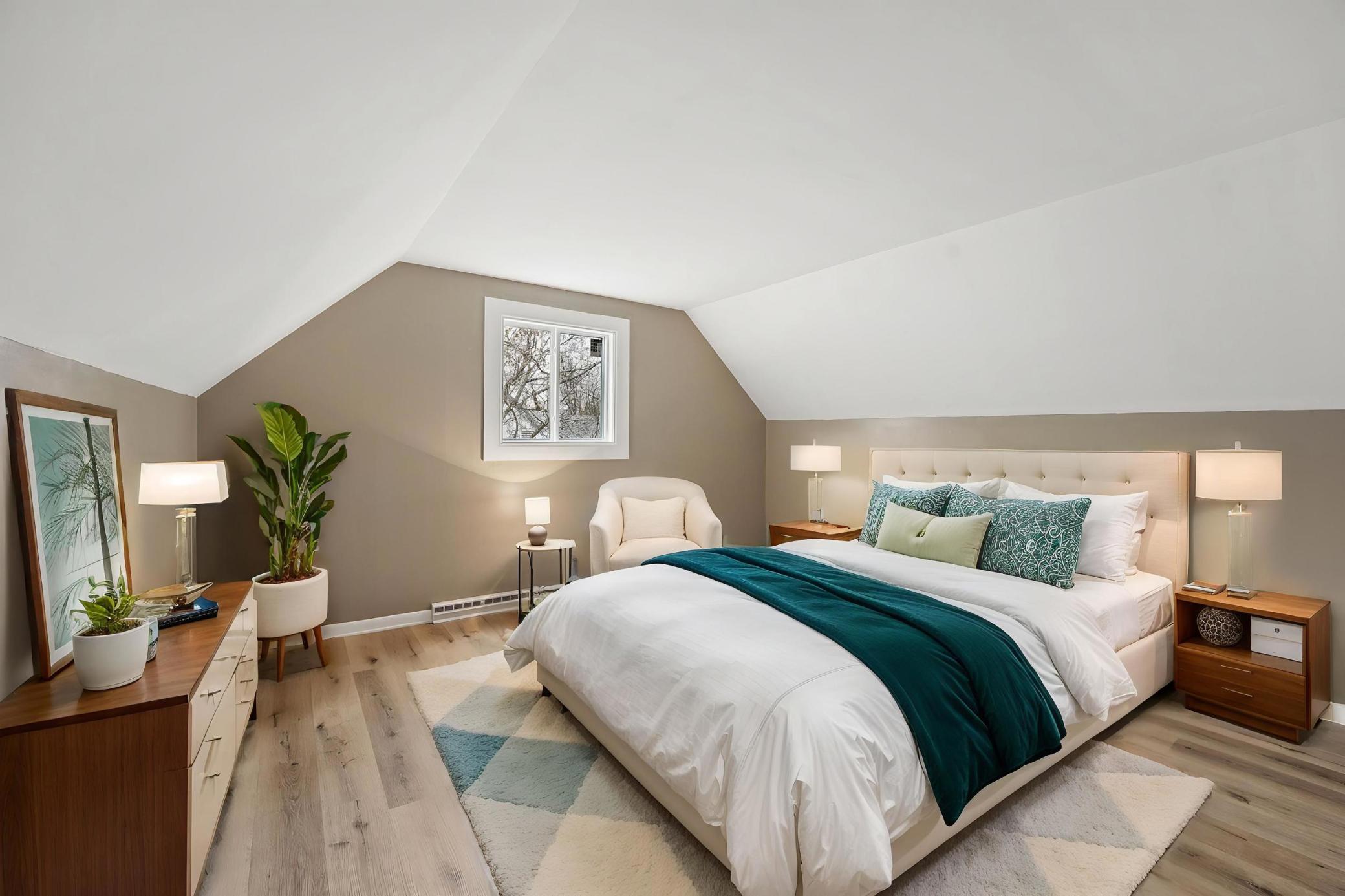 Spacious upper level bedroom with adjacent flex space