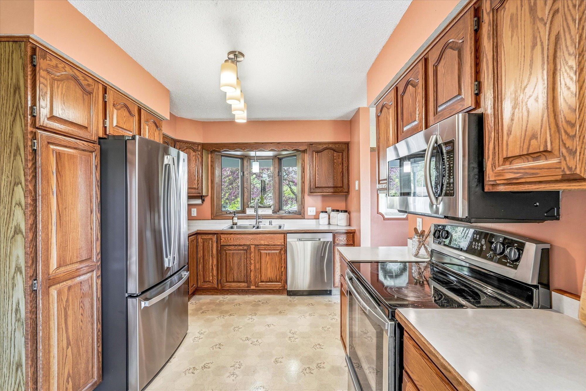 Newer stainless steel appliances.