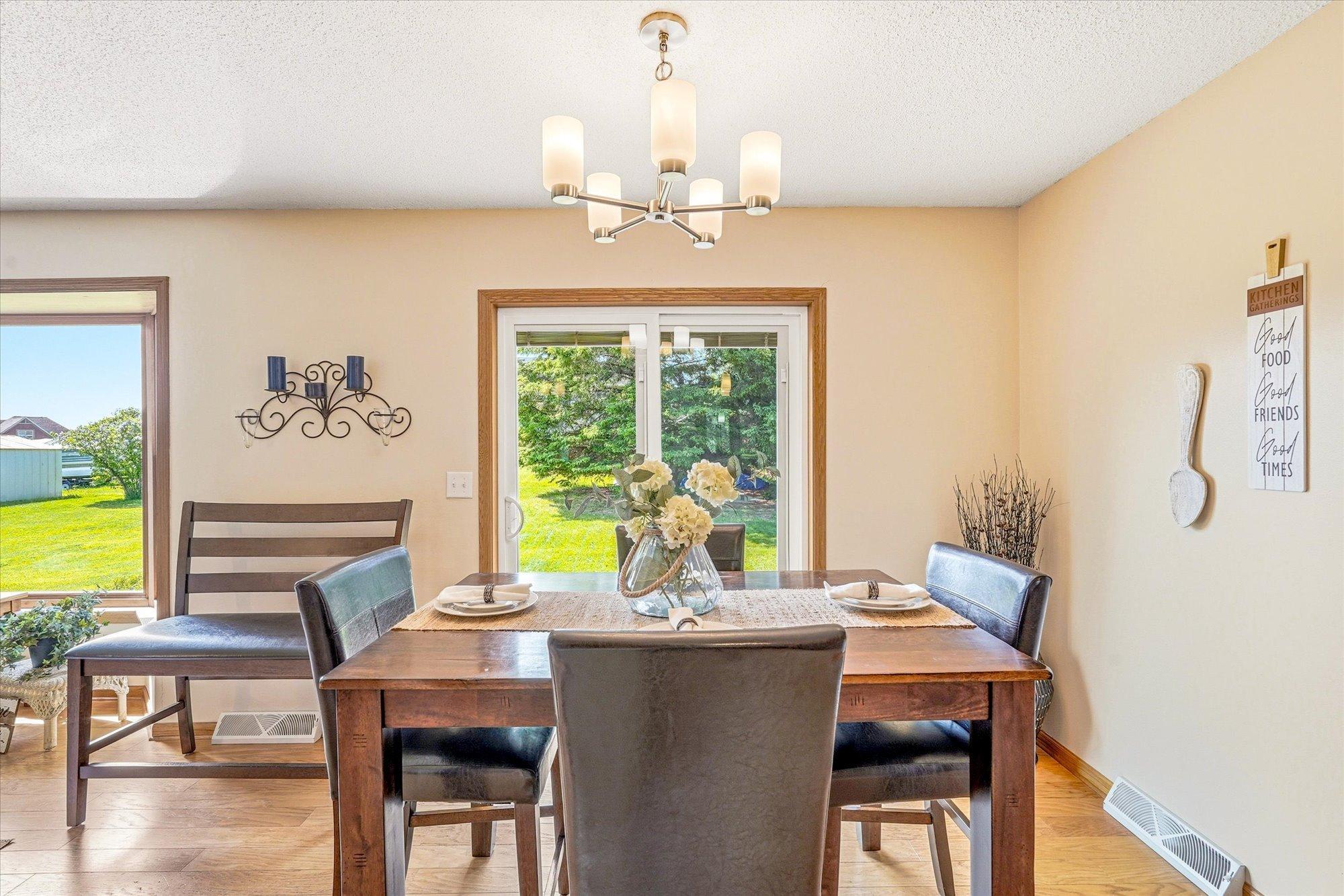 Dining room and door to patio.