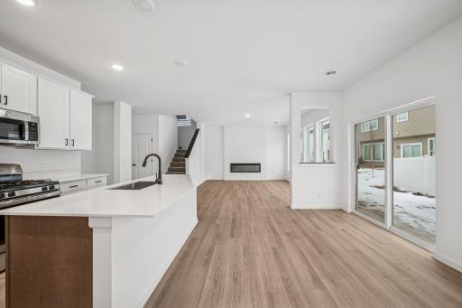 The open floorplan offers great space for entertaining! A picture of a completed Crestwood home.