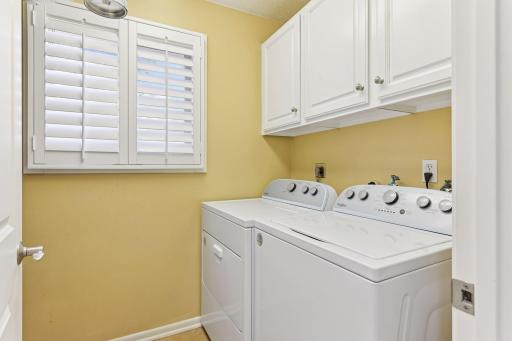 The laundry room is located off the kitchen.