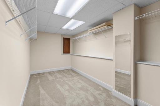 The spacious 17' x 8' walk-in closet is perfect for all your wardrobe needs.