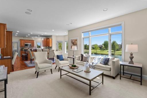 Another view of the family room, highlighting the thoughtfully designed layout and open, inviting living spaces filled with natural light from the homeâs bright southern exposure.