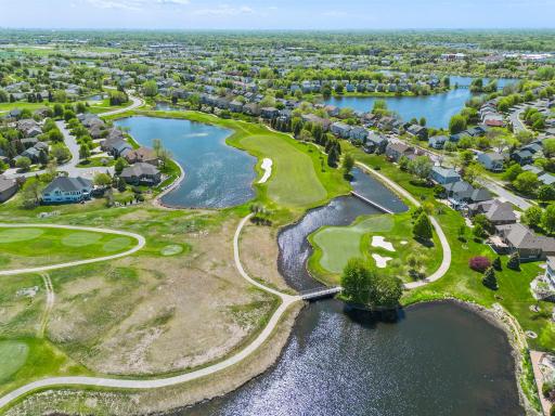 An aerial view of the TPC golf course located right in your backyard.