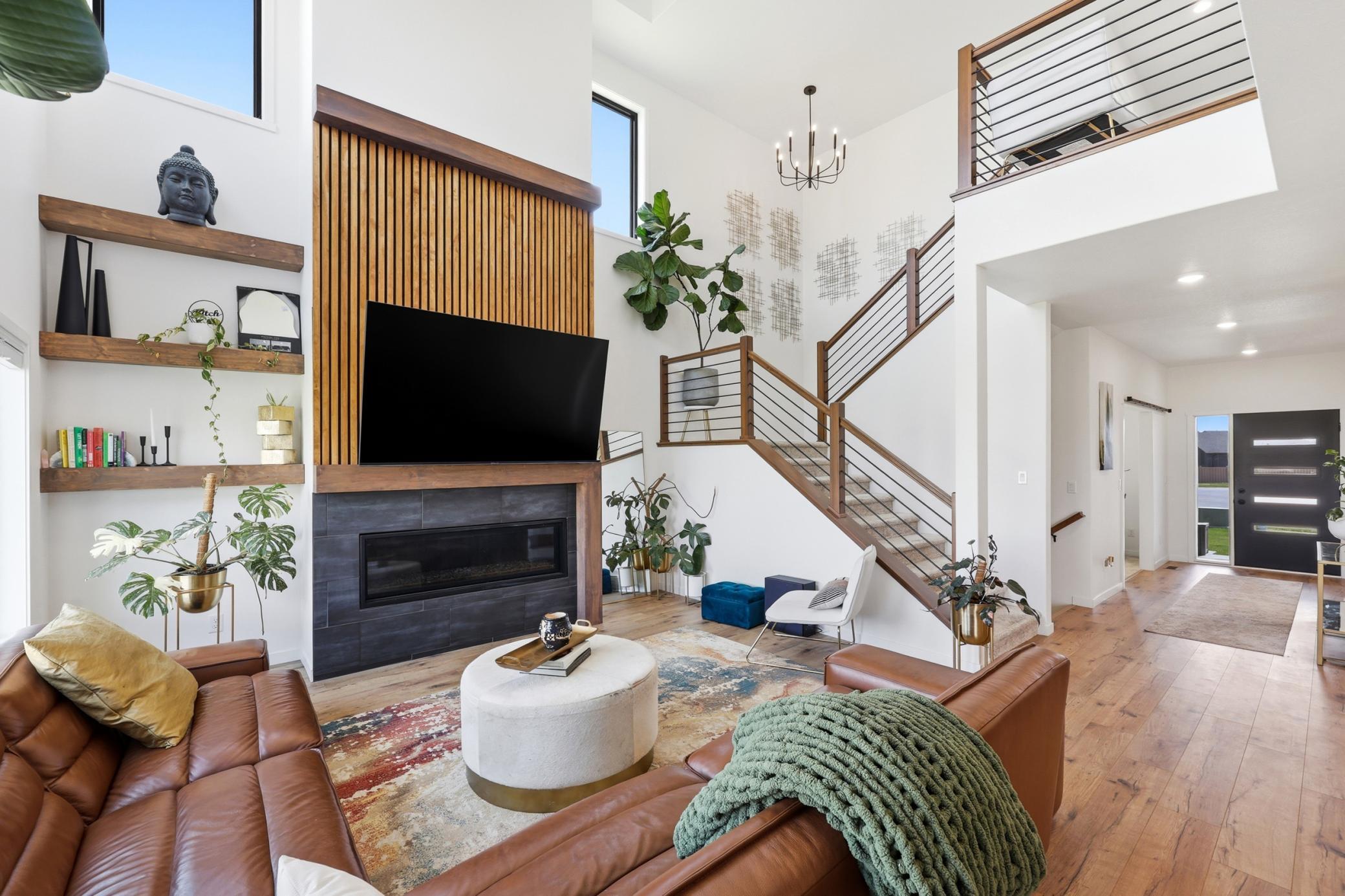 Living Room with Custom Railing