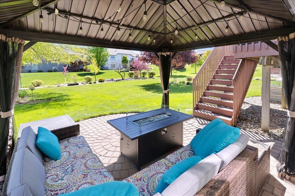 Lower level Paver Patio with cabana-style gazebo