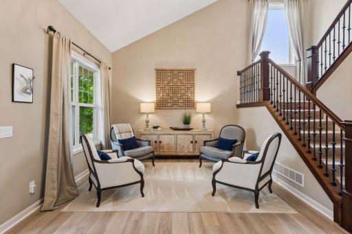 Welcoming front room is for meaningful conversations with family and friends