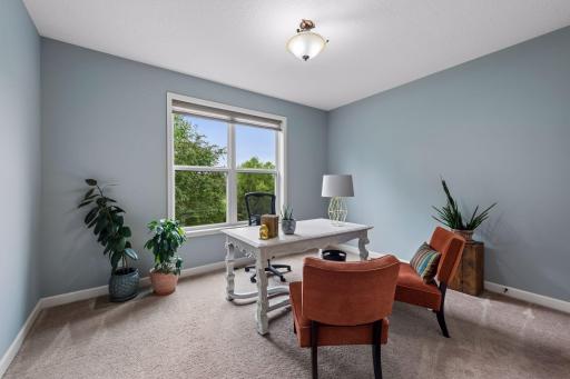 Main floor bedroom, currently being used as an office.