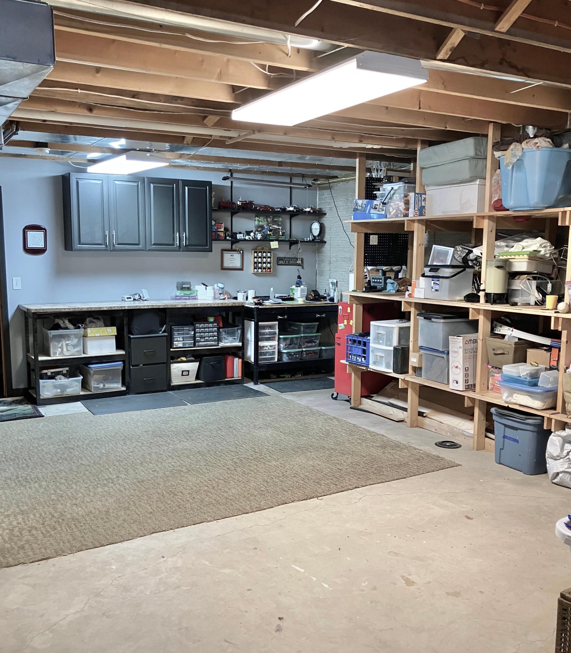 Workbench area & storage in utility room