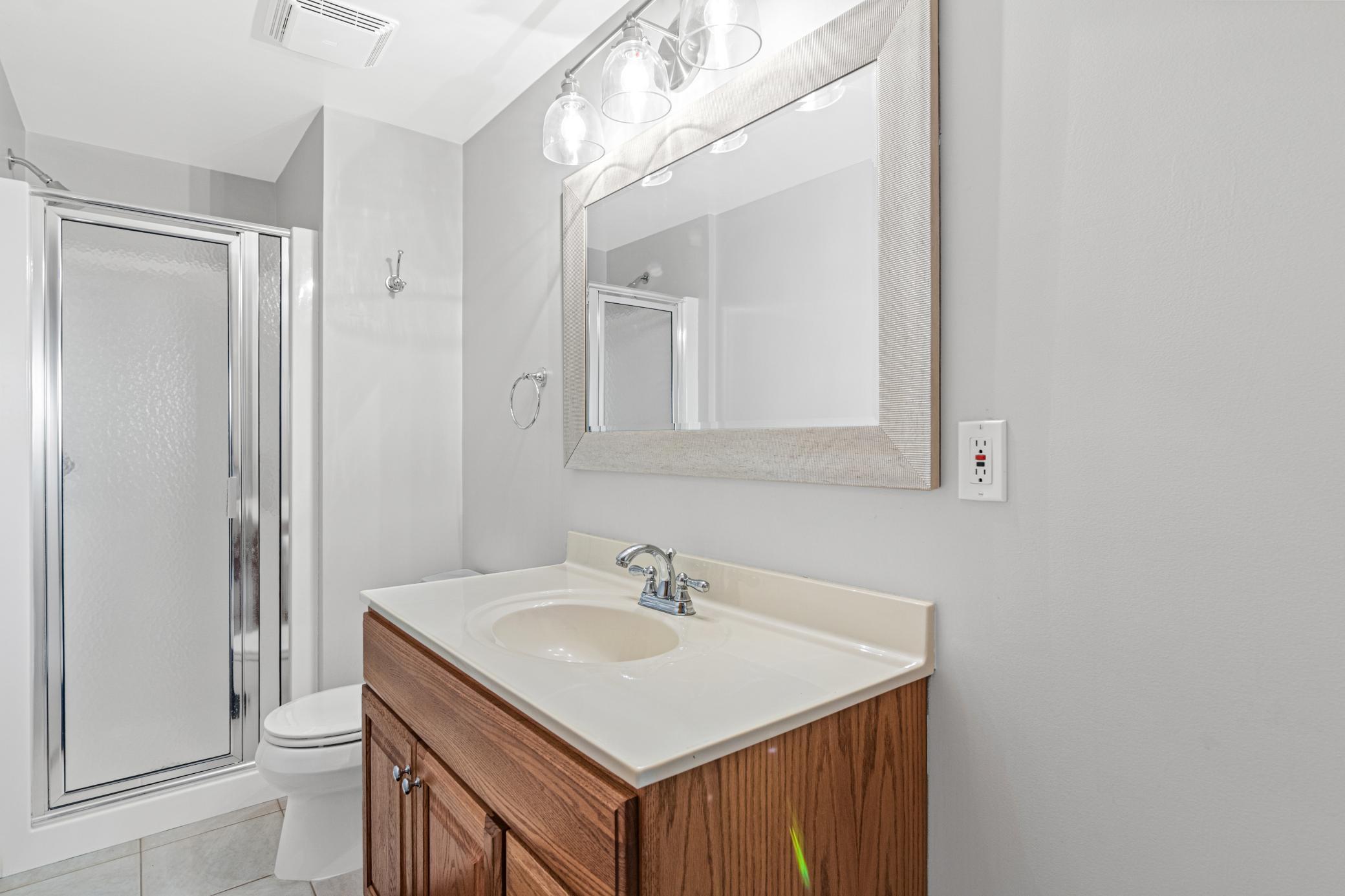 3/4 bath in the lower level.