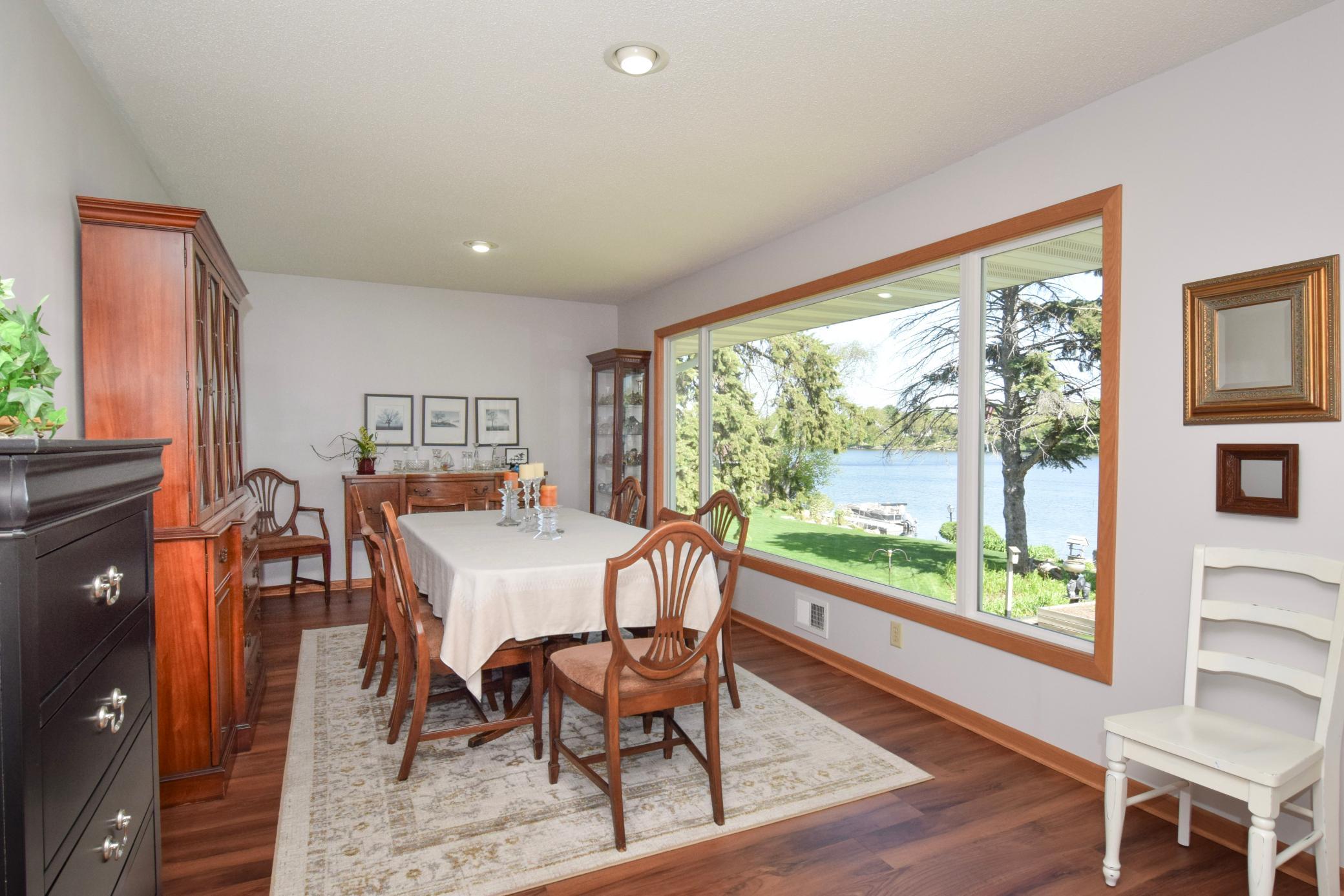 Formal Dining Room. Large windows overlooking the River.
