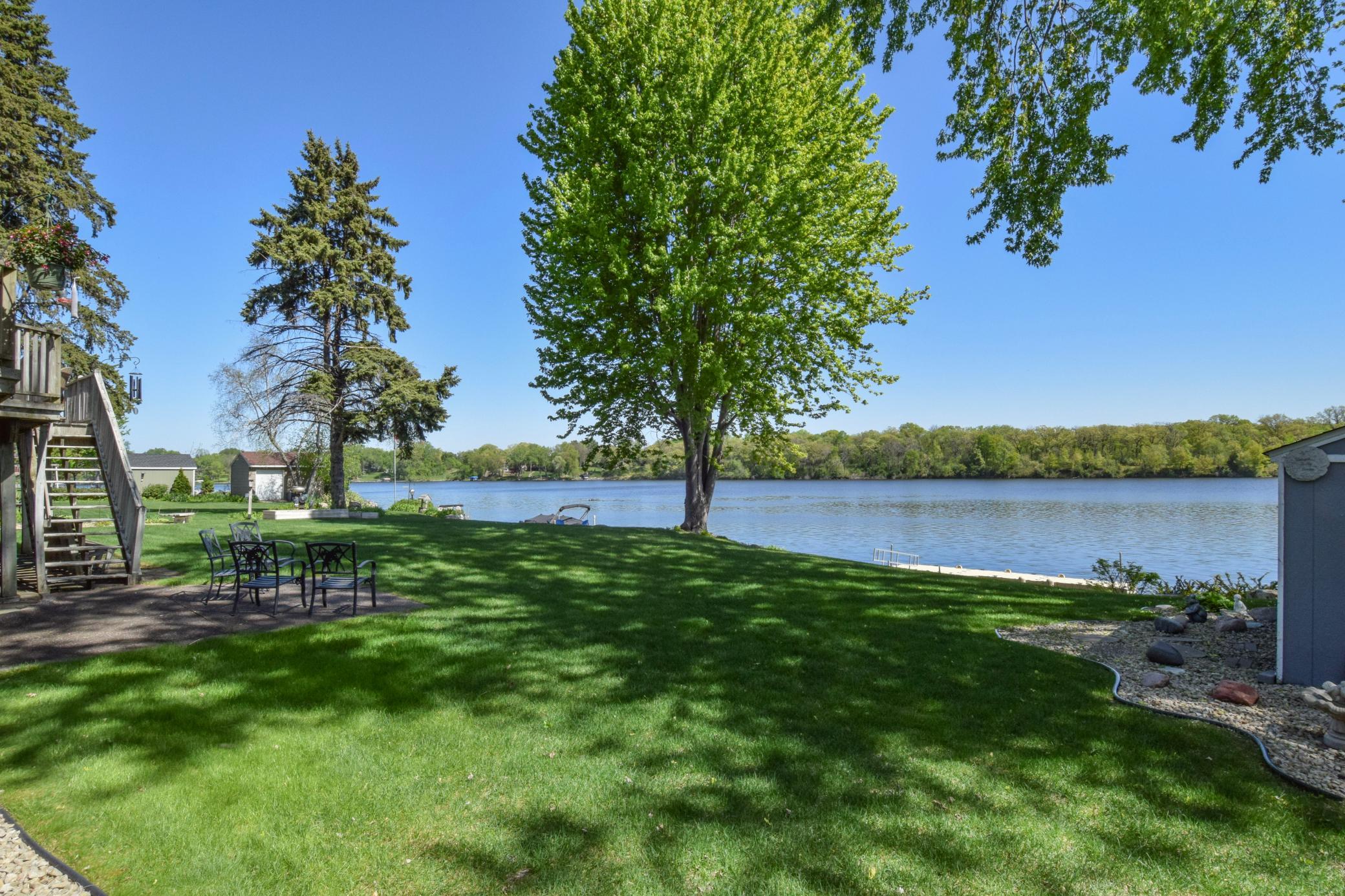 Beautiful lawn overlooking River.