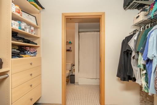 Bedroom #1 cont. - Large walk-in closet with storage rarely found in loft-style living, complete with built-in organization.